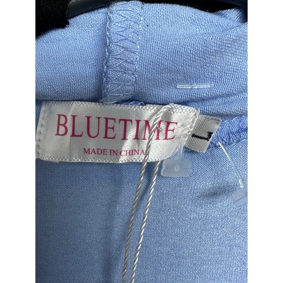 Bluetime Womens Light Blue Ruffle Hem Open Front Cardigan 3/4 Sleeve Size L NWT - Picture 3 of 3